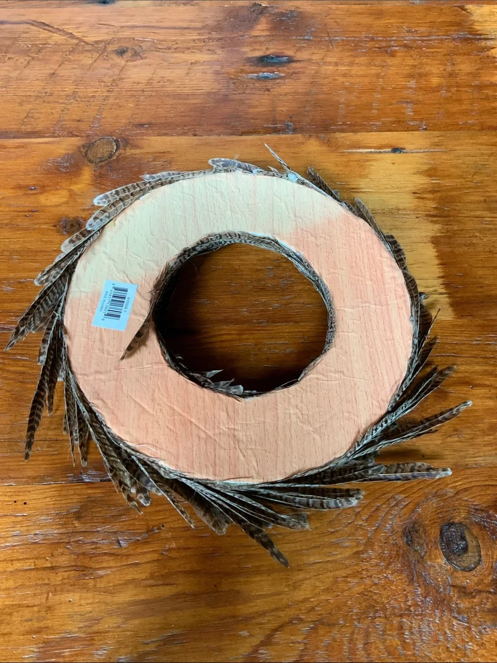 Decorative Pheasant Feather Holiday Wreath - Natural Brown